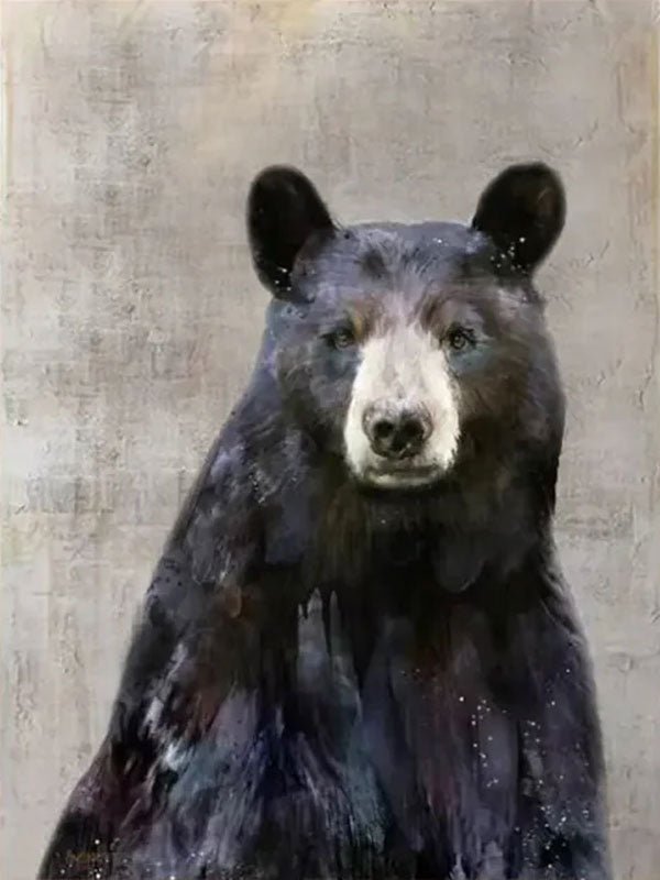 Wildlife Portrait Art: Unique Black Bear Wall Art Gift ZZ 022 - Texarart