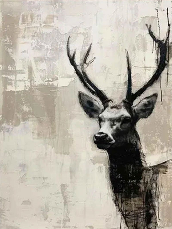 Large Abstract Deer Canvas: Modern Wildlife Art ZZ 031 - Texarart