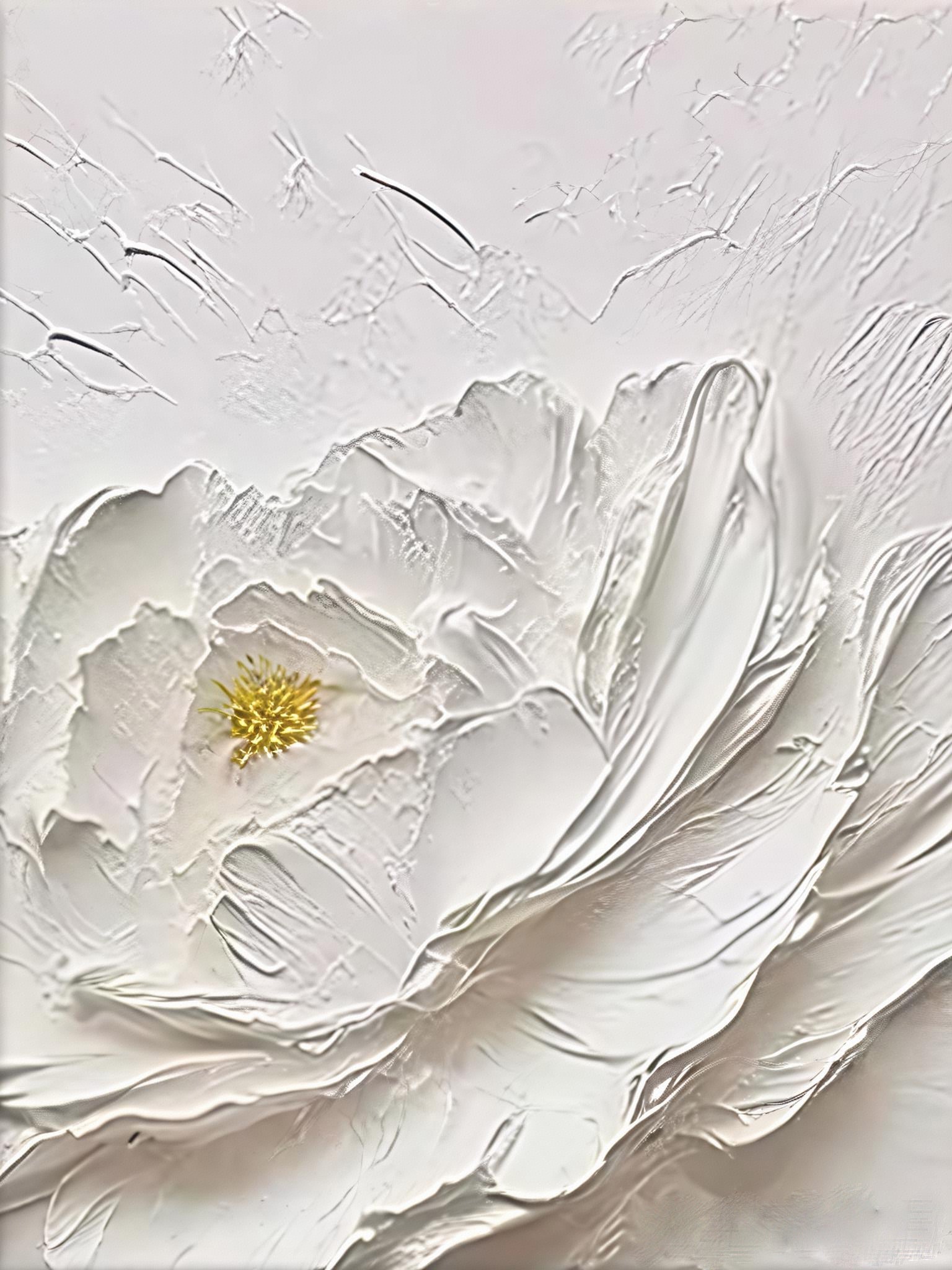 Textured White Flower Painting | Impasto Floral Wall Art TC 078 - Texarart