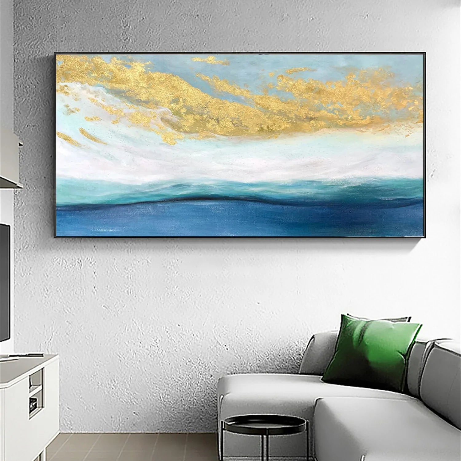 Hand - Painted Abstract Ocean Wave Canvas Art for Modern Living Rooms JJ 172 - Texarart