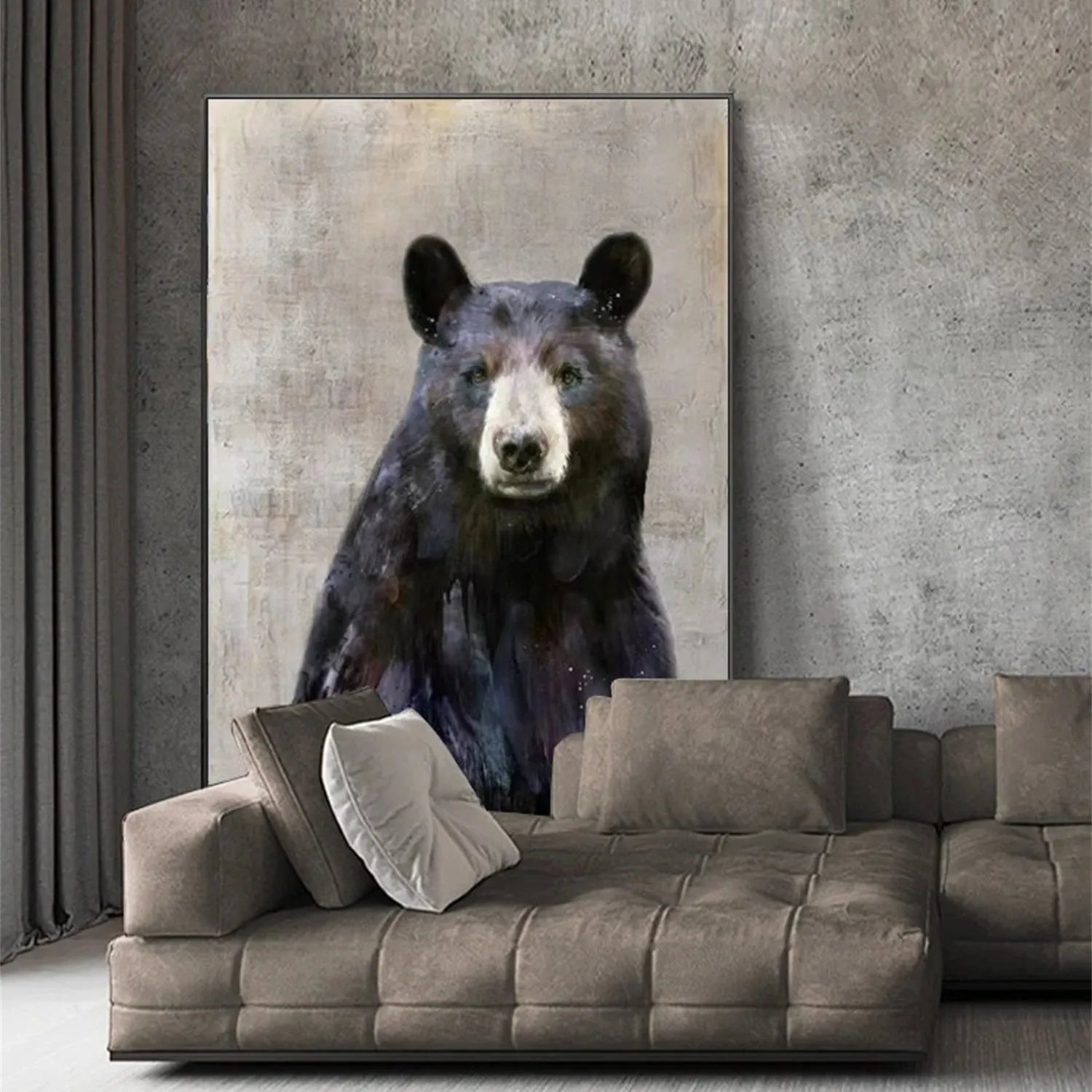 Wildlife Portrait Art: Unique Black Bear Wall Art Gift ZZ 022 - Texarart