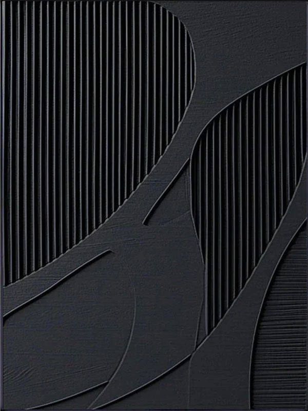 Large Black Textured Wall Art | Vertical Abstract 3D Panel Decor ZZ 136 - Texarart