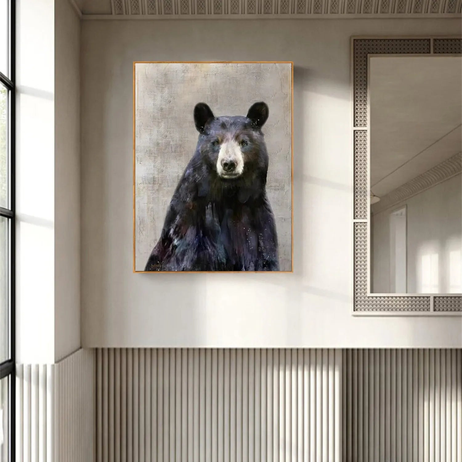 Wildlife Portrait Art: Unique Black Bear Wall Art Gift ZZ 022 - Texarart
