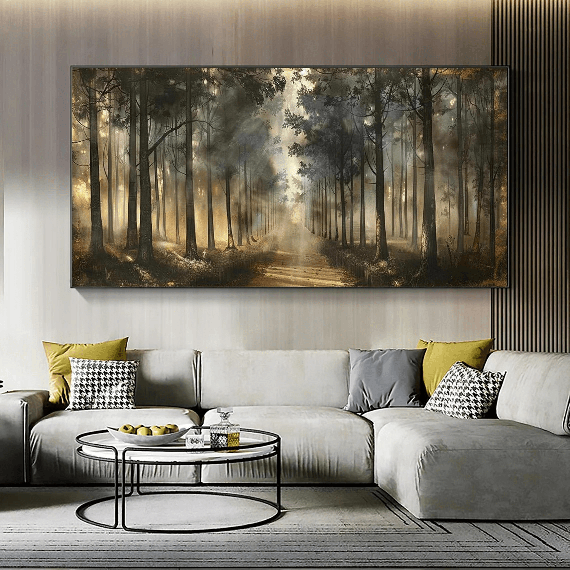 Forest Path Abstract Oil Painting - Sun - Drenched Woodland JJ 041 - Texarart