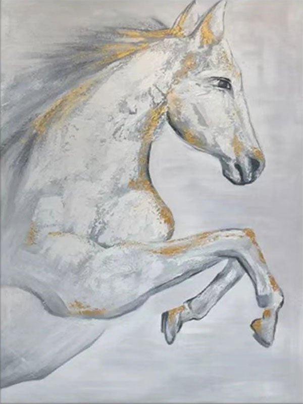 Contemporary Animal Art - White Horse Wall Art for Room Decor ZZ 154 - Texarart