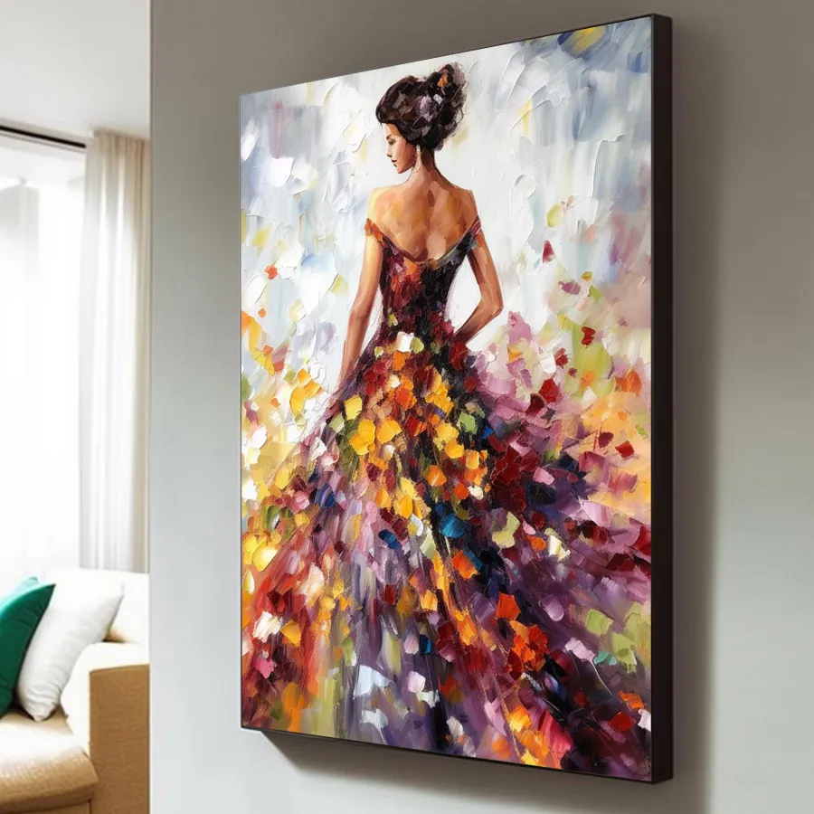 Colorful Abstract Woman Painting | Textured Vertical Canvas Art ZZ 188 - Texarart
