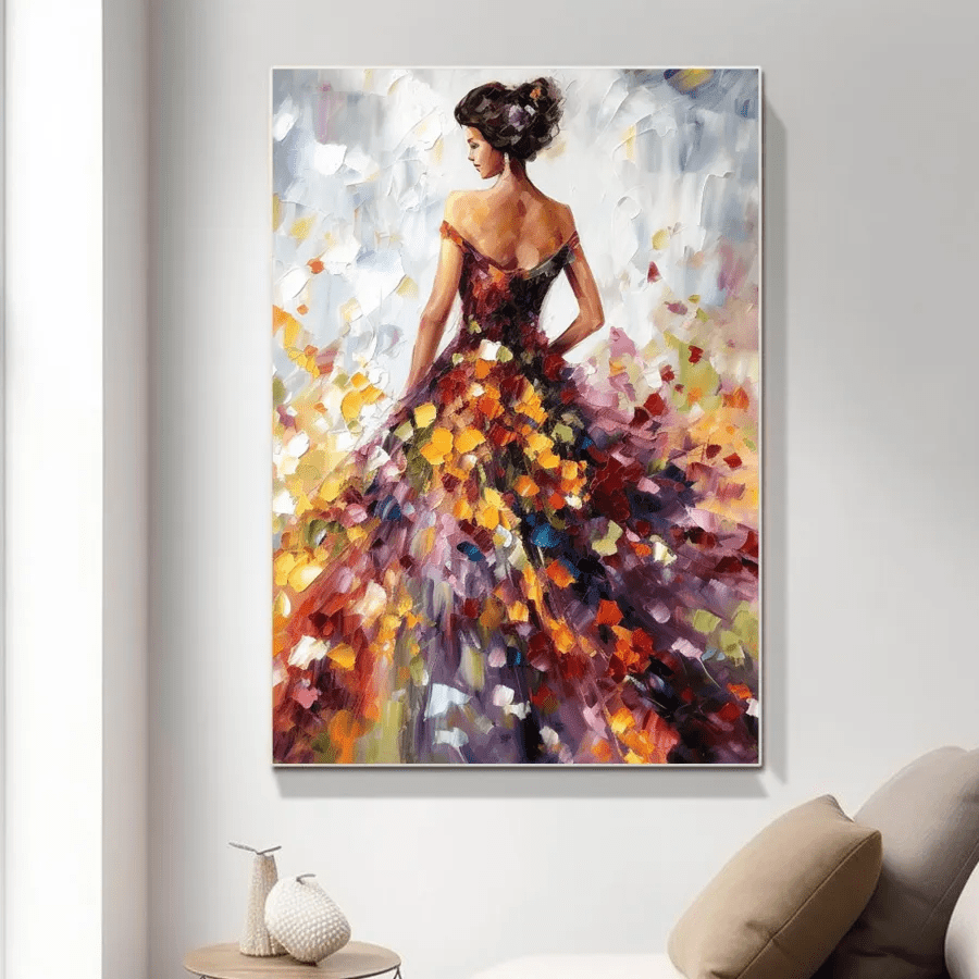 Colorful Abstract Woman Painting | Textured Vertical Canvas Art ZZ 188 - Texarart