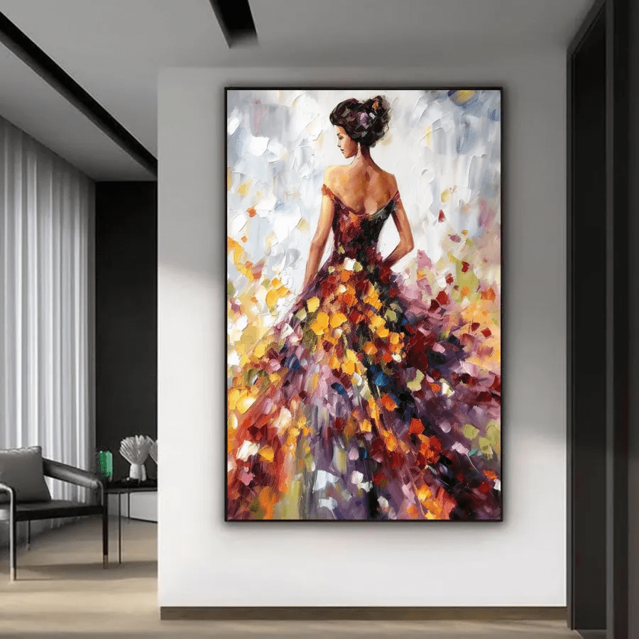 Colorful Abstract Woman Painting | Textured Vertical Canvas Art ZZ 188 - Texarart