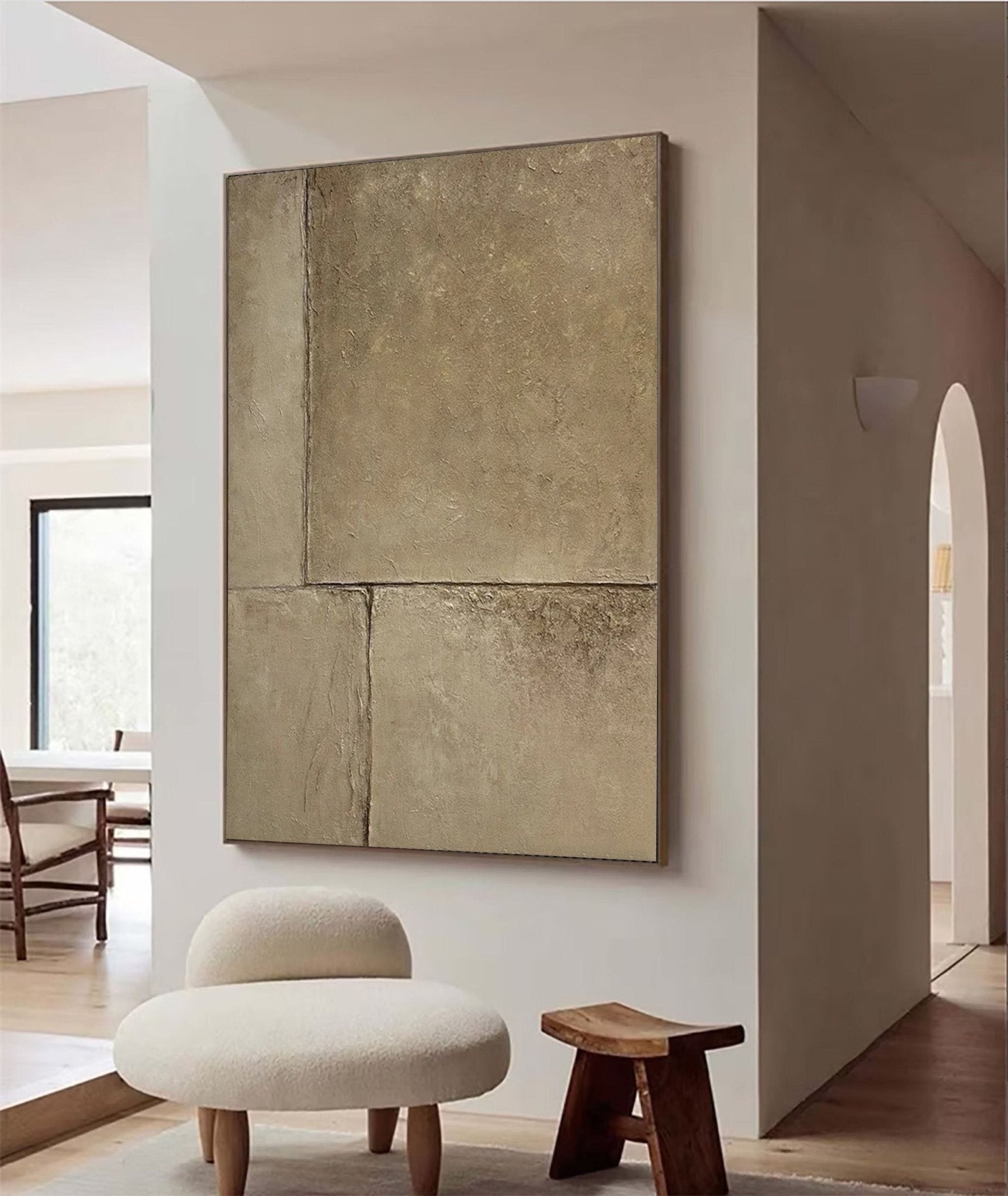 Concrete Effect Abstract Painting | Textured Neutral Wall Art Decor JJ 055 - Texarart
