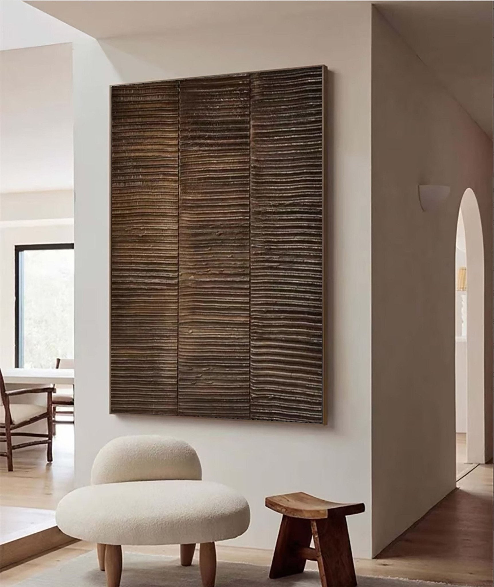 Large Rustic Panel Wall Art | Wabi - Sabi Inspired Textured Decor JJ 065 - Texarart
