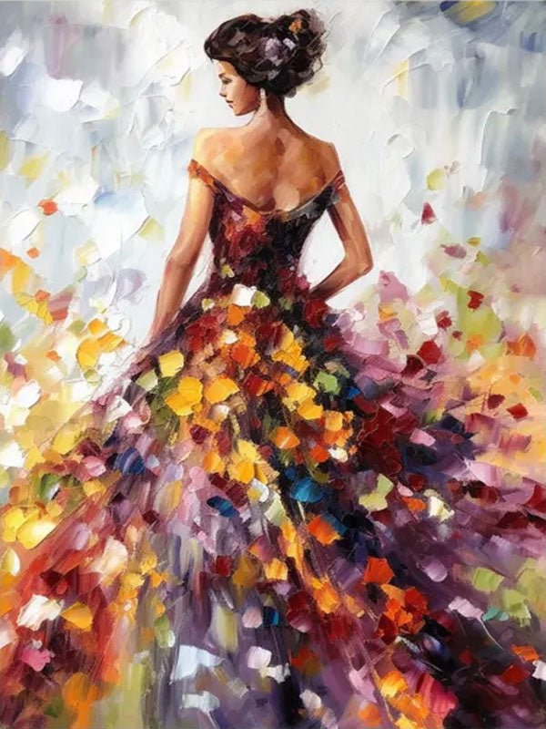 Colorful Abstract Woman Painting | Textured Vertical Canvas Art ZZ 188 - Texarart