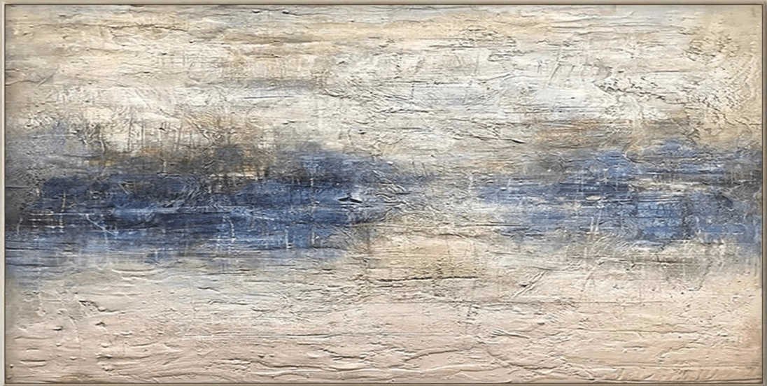 Handmade Abstract Ocean Art | Textured Blue, White & Beige Art TC 066 - Texarart