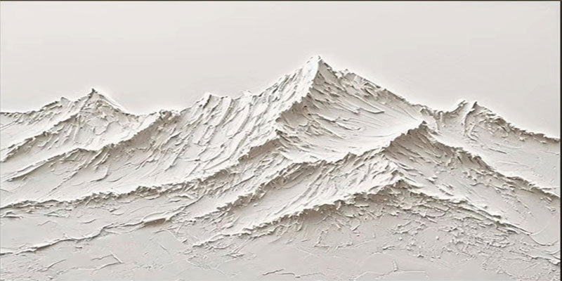 3D White Mountain Landscape Abstract - Textured Dimensional Oil Painting JJ 108 - Texarart