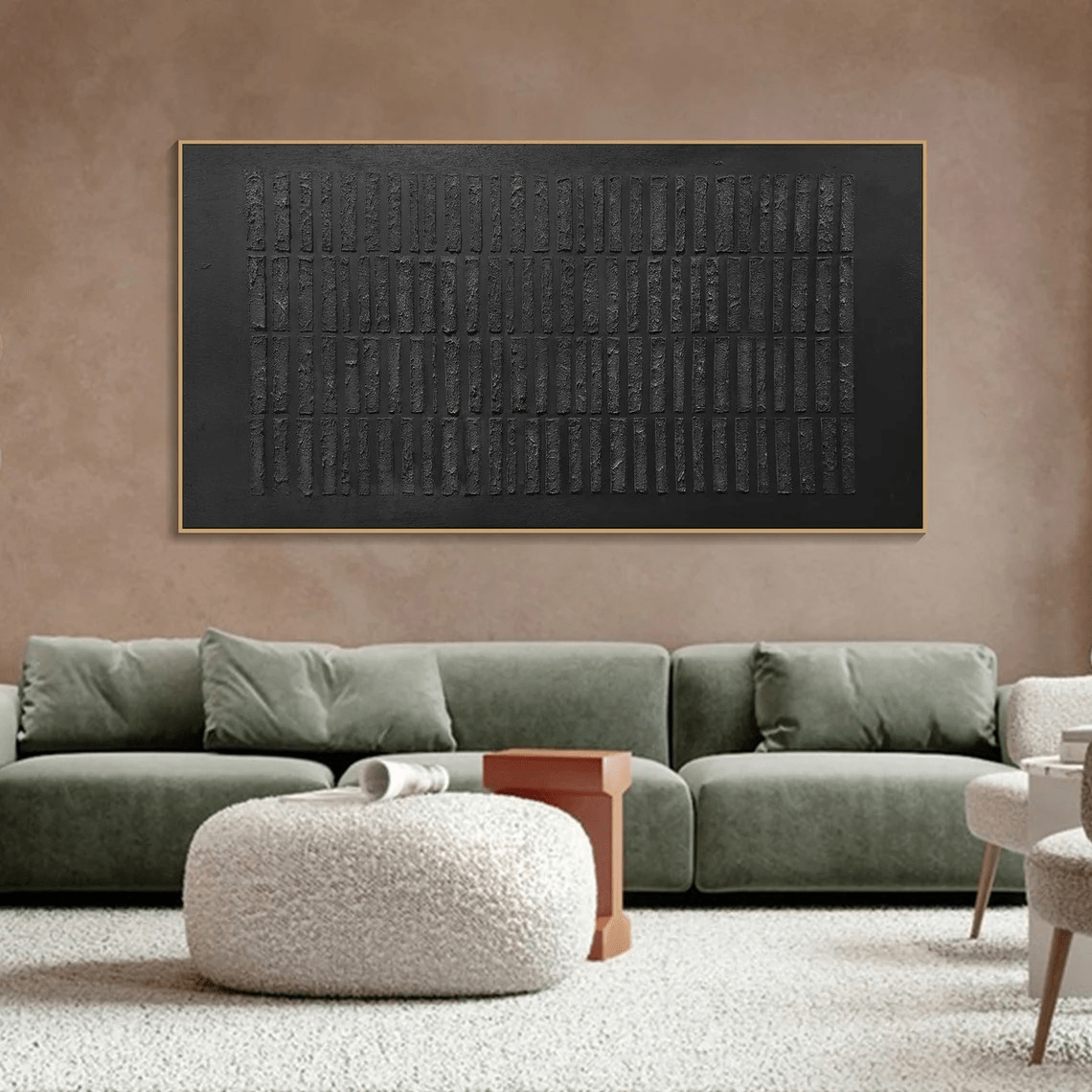 Large Modern Black Textured Wall Art TC 084 - Texarart