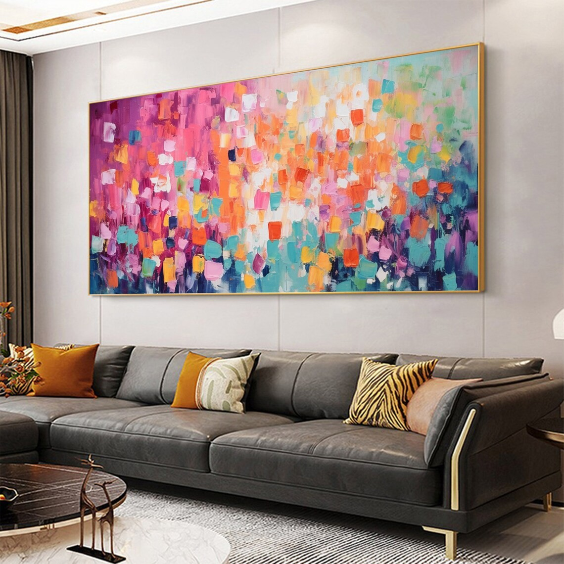 Colorful Abstract Block Oil Painting - Vibrant Modern Art JJ 030 - Texarart