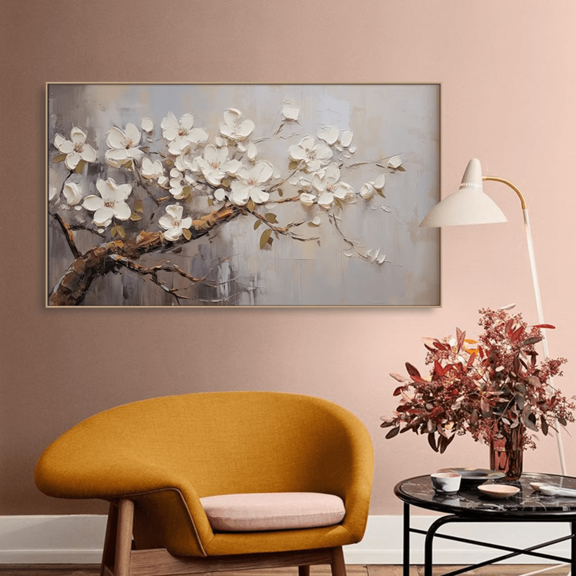 Handmade Flower Oil Painting - Modern Botanical Art TC 092 - Texarart