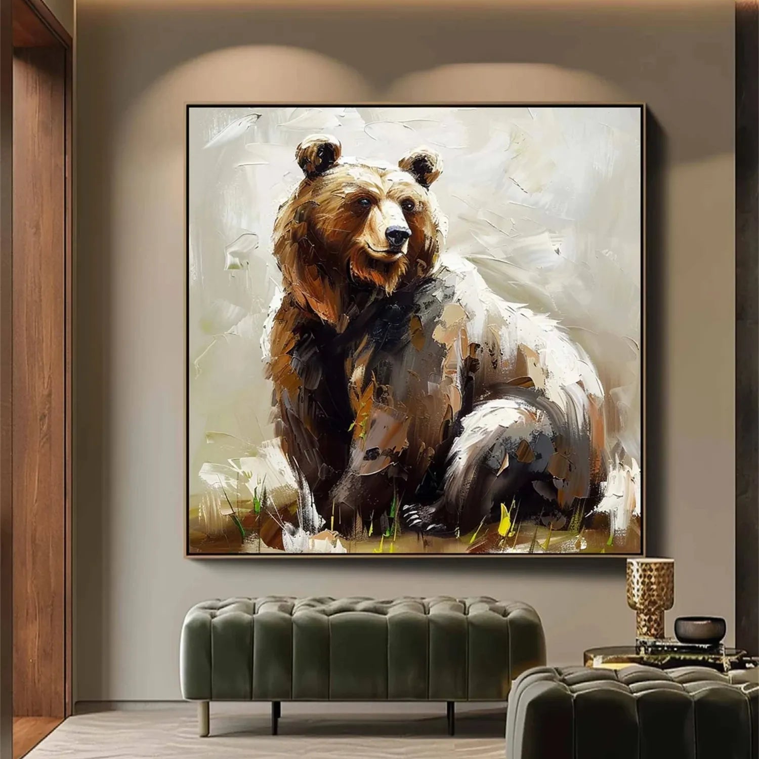 Abstract Bear Portrait: Large Contemporary Wildlife Wall Art ZZ 027 - Texarart