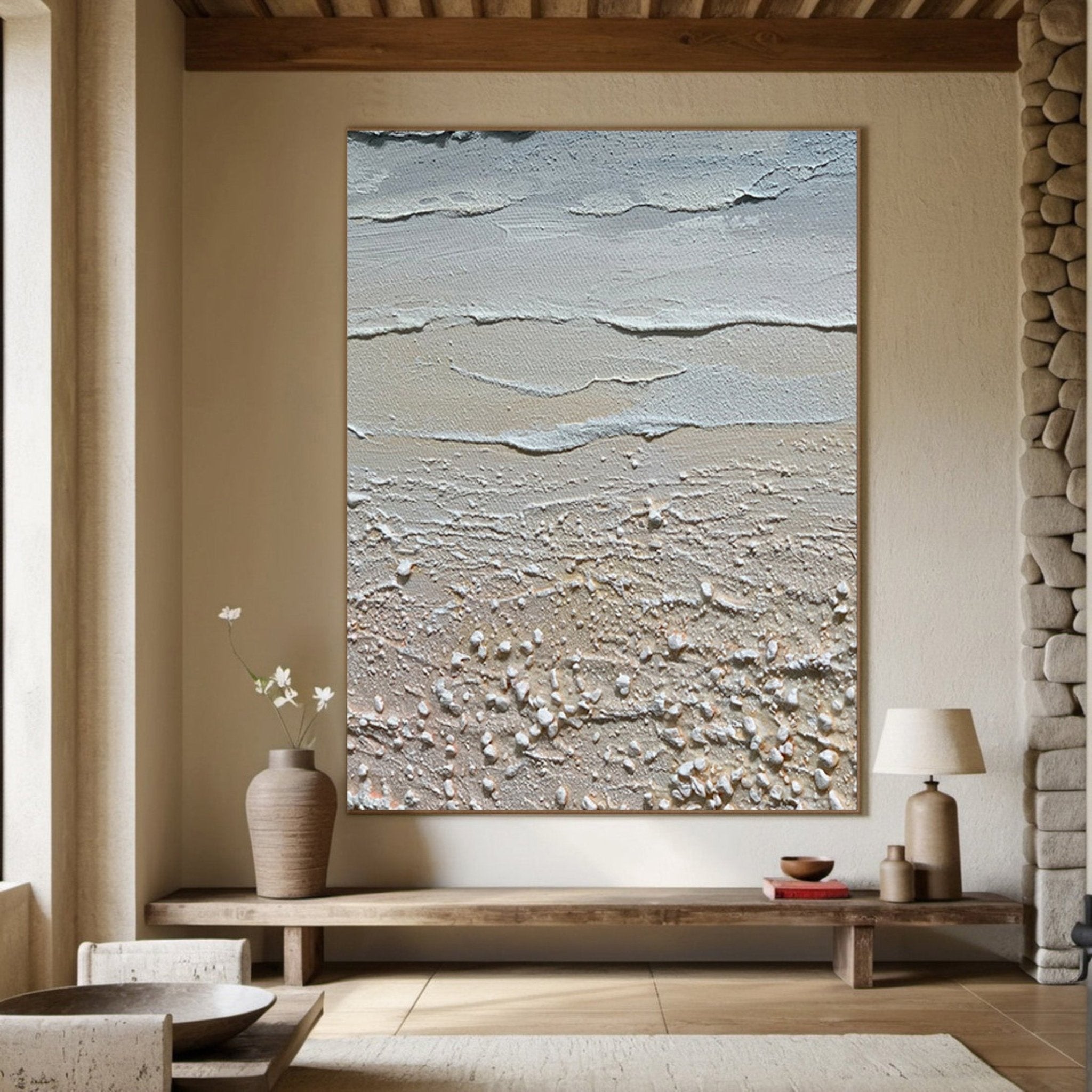 3D Textured Coastal Art | Sand and Sea Abstract Painting JJ 068 - Texarart