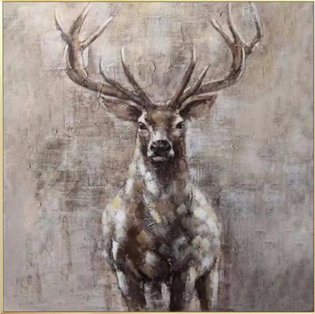 Deer Handmade Oil Painting - Nature Art for Home Decor ZZ 018 - Texarart