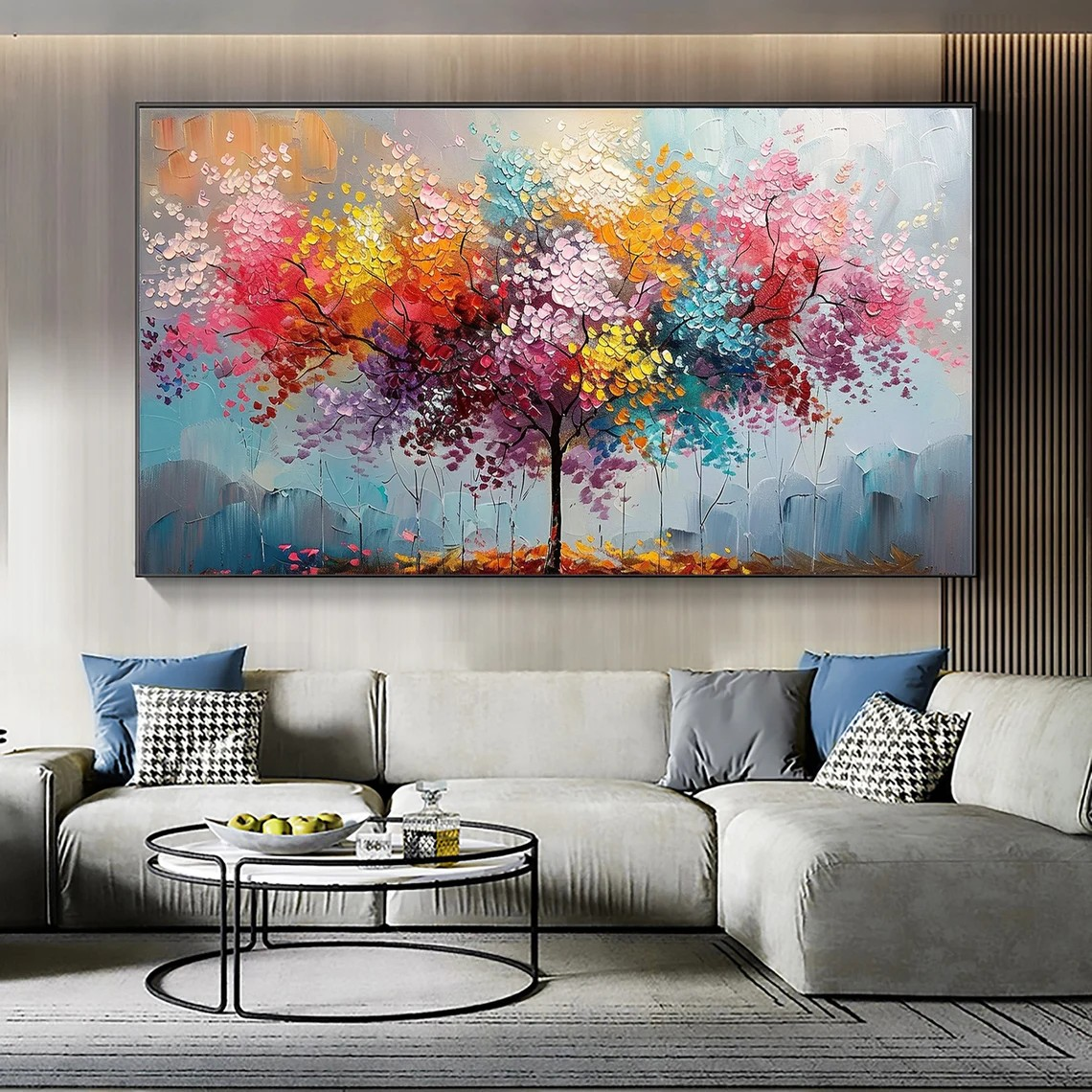Joyful Blossom Tree Abstract - Vibrant Colorful Art JJ 040 - Texarart