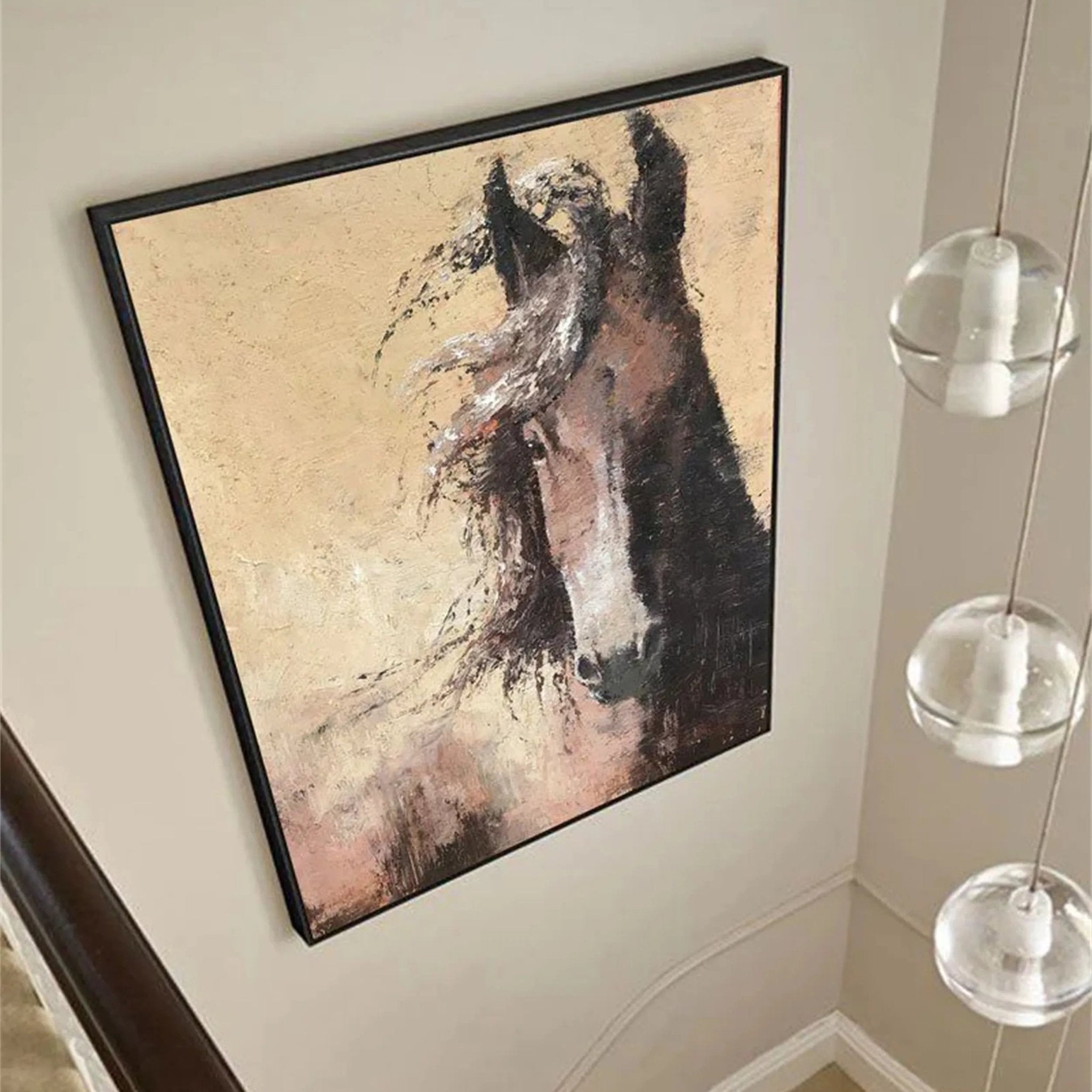 Large Abstract Brown Horse Canvas: Expressive Equine Art ZZ 025 - Texarart