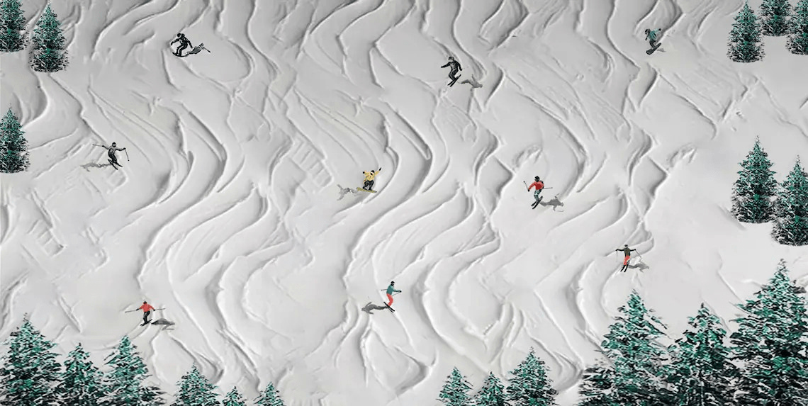 Textured Skiing Art Painting - Handmade Winter Sport Scene TC 096 - Texarart