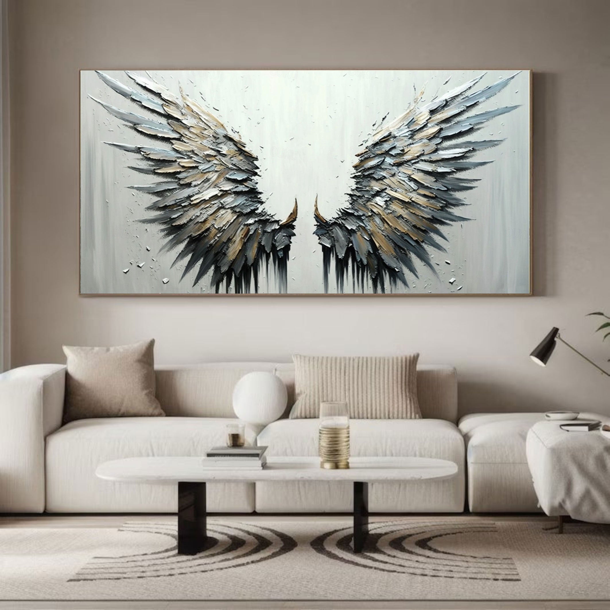 Textured Angel Wings Oil Painting | Large 3D Wall Art Decor ZZ 004 - Texarart
