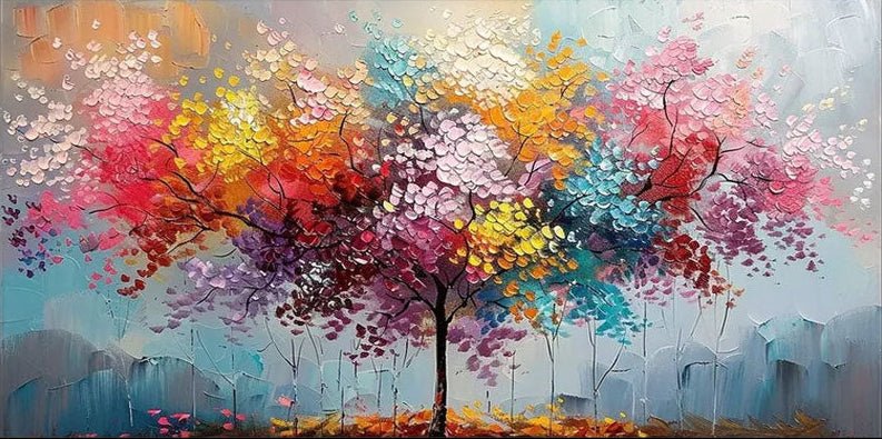 Joyful Blossom Tree Abstract - Vibrant Colorful Art JJ 040 - Texarart