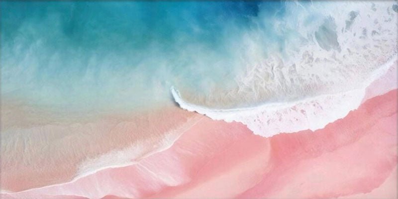 Serene Pink Teal Aerial Beach Abstract Sea Waves Texture Painting Canvas JJ 265 - Texarart