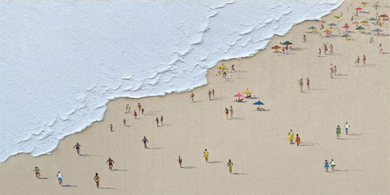 Textured Coastal People – Abstract Beach Vibe Wall Painting JJ 235 - Texarart