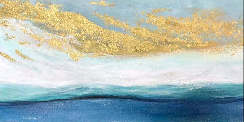 Hand - Painted Abstract Ocean Wave Canvas Art for Modern Living Rooms JJ 172 - Texarart
