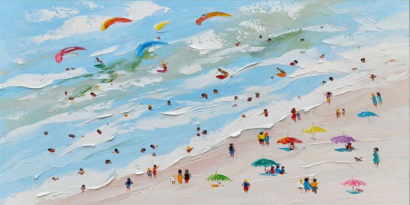 Large Wall Art Happy Coast 3D Textured Surf Summer Sea Art JJ 236 - Texarart