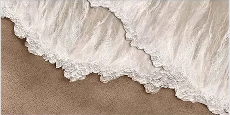 Large Horizontal Beige White Textured Beach Abstract - Modern Wall Art JJ 174 - Texarart