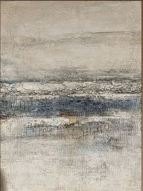 Heavy Impasto Abstract Canvas | Serene Blue & Neutral Landscape Art JJ 079 - Texarart