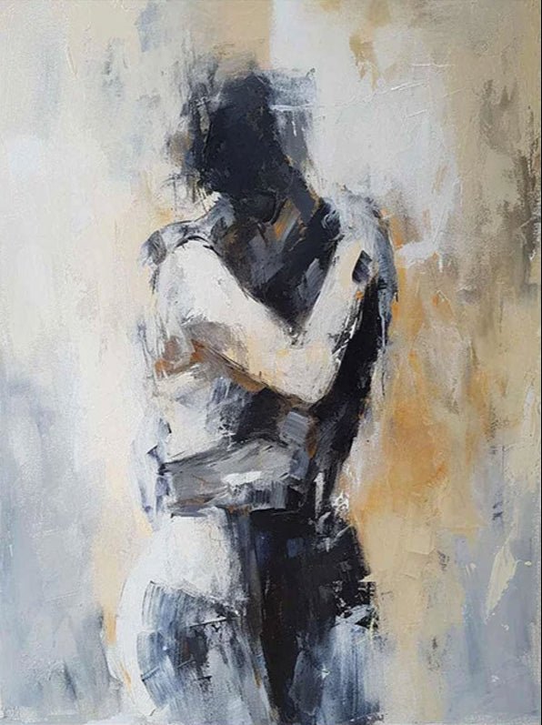 Embracing Abstract Figure Oil Painting, Modern Emotional Art Wall Decor TB 048 - Texarart