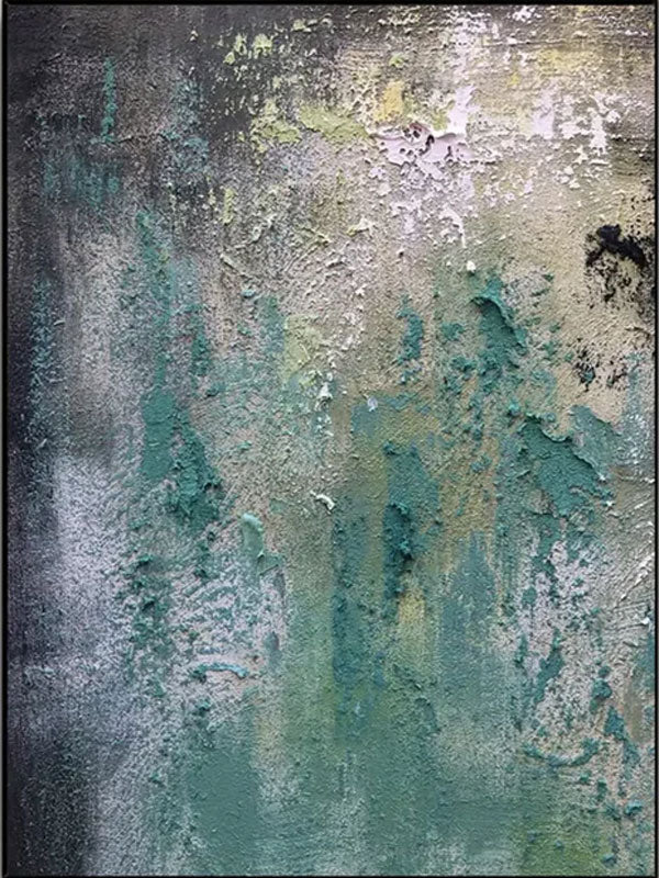 Textured Abstract Art | Green Grey Gold Impasto Canvas Painting JJ 078 - Texarart