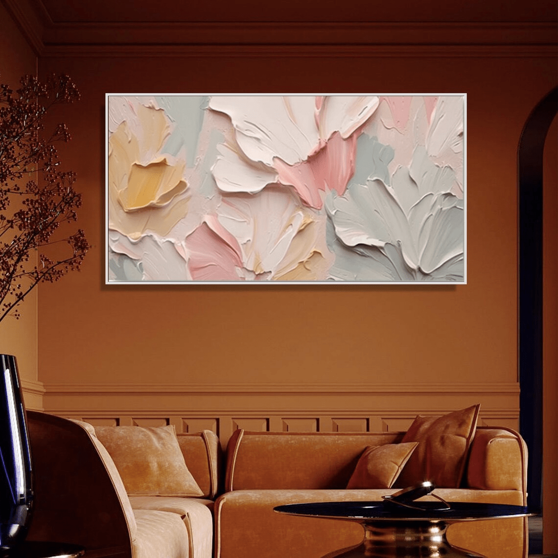 Textured Abstract Floral Painting - Pastel Wall Art TC 094 - Texarart