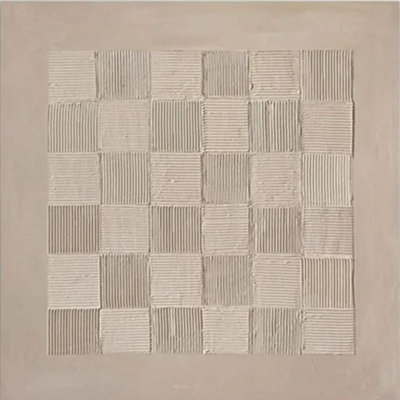 Textured Beige Abstract - Regular Grid Minimalist Living Room Art JJ 016 - Texarart