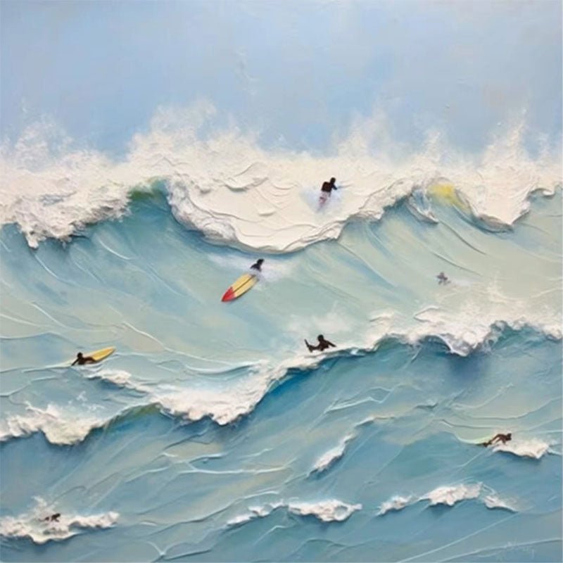 Abstract Surfer Wave – Vibrant Coastal Wall Art for Home Decor JJ 278 - Texarart