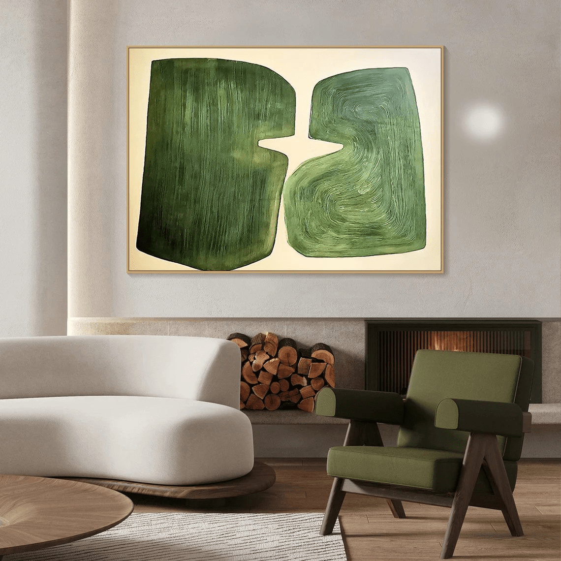 Handmade Green Abstract Canvas Art for Home DecorTC 079 - Texarart
