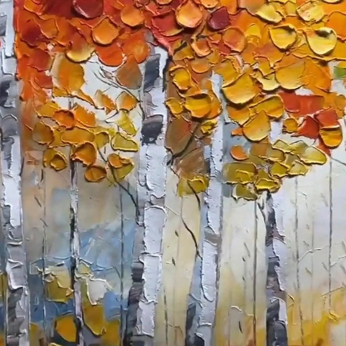 Textured Impasto Birch Tree Painting | Palette Knife Wall Art TC 245 - Texarart