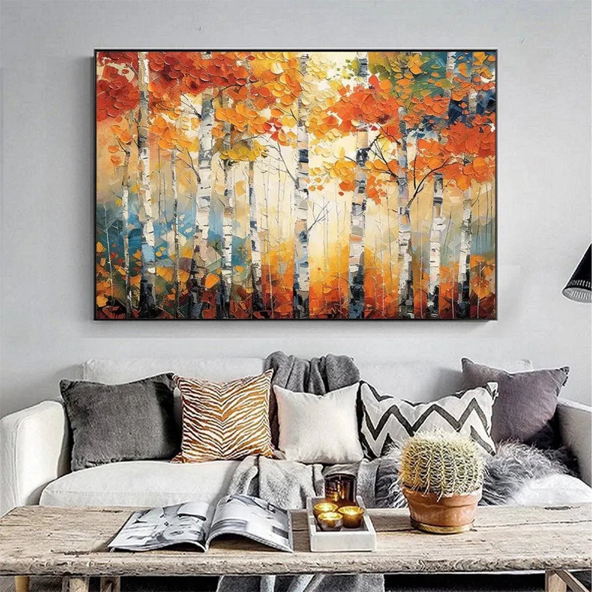 Textured Impasto Birch Tree Painting | Palette Knife Wall Art TC 245 - Texarart