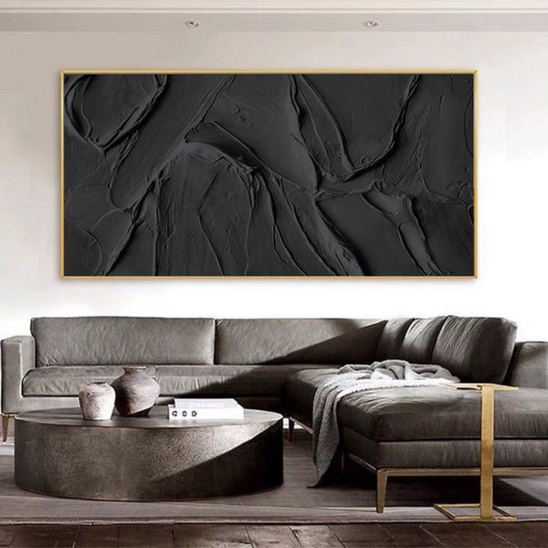 Large Black Texture Artwork: Modern Abstract Wall Decor ZZ 134 - Texarart