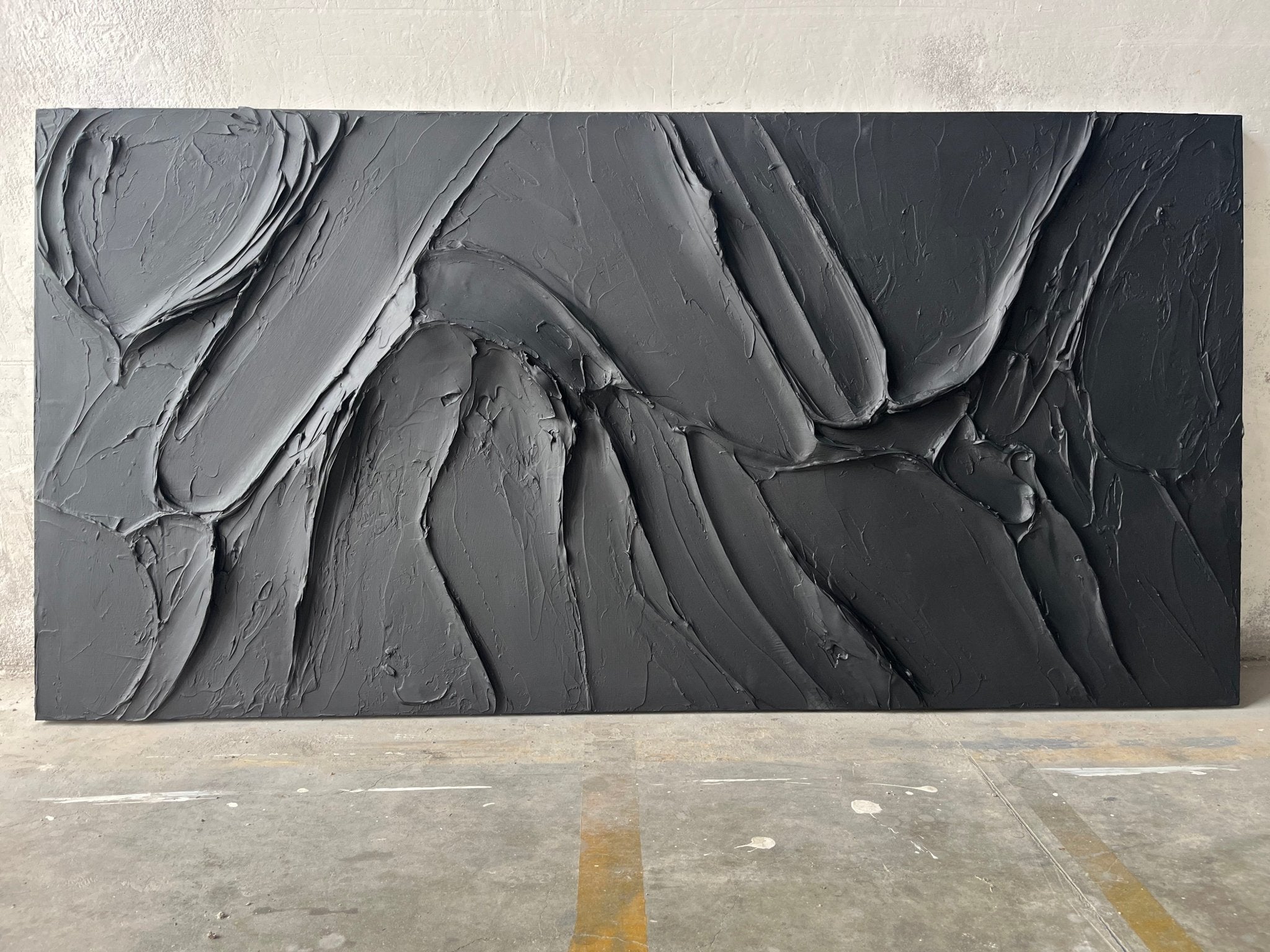 Large Black Texture Artwork: Modern Abstract Wall Decor ZZ 134 - Texarart