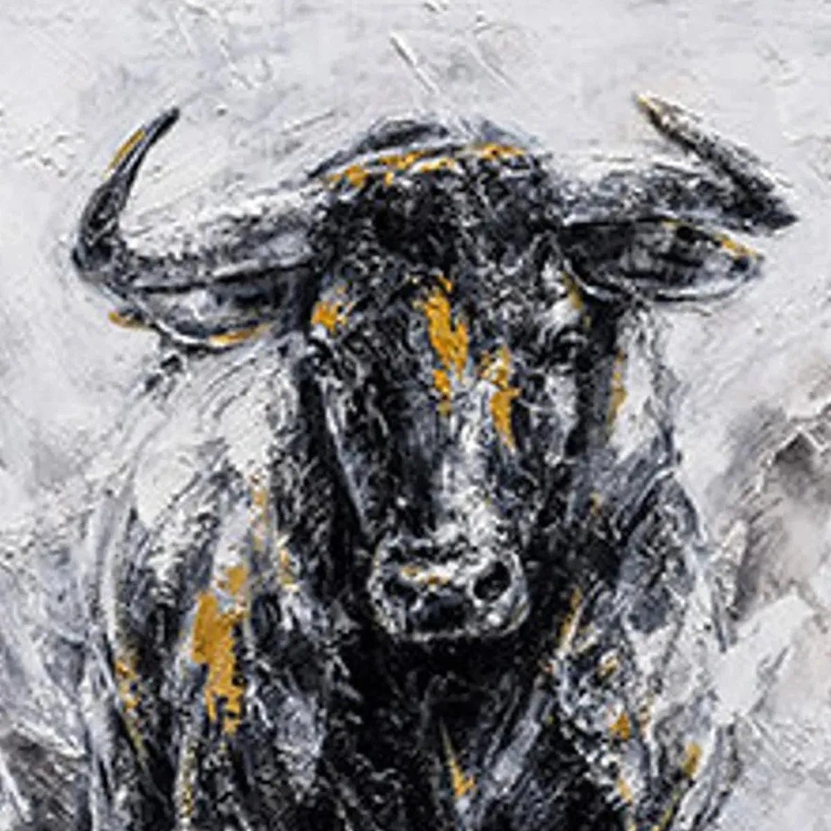 Powerful Bull Wall Art | Large Textured Canvas for Office or Man Cave AA 011 - Texarart