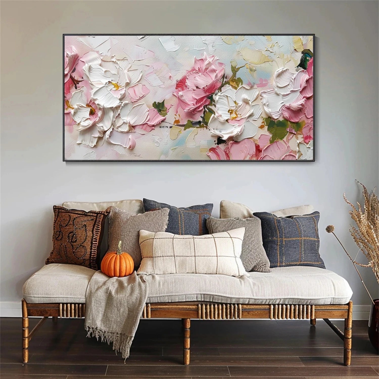 Romantic Textured Flower Painting | Contemporary Floral Wall Art JJ 101 - Texarart