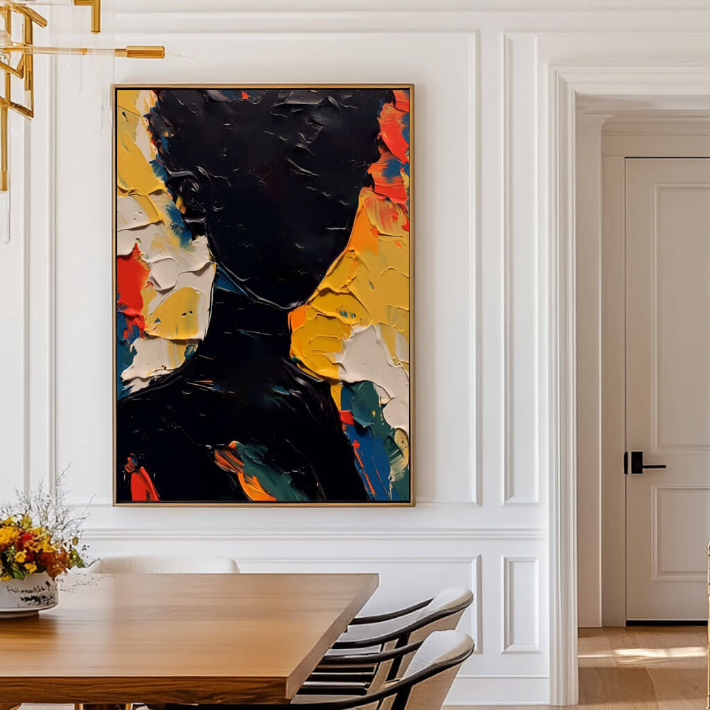 Black Art Portrait | Textured Silhouette Wall Painting ZZ 227 - Texarart