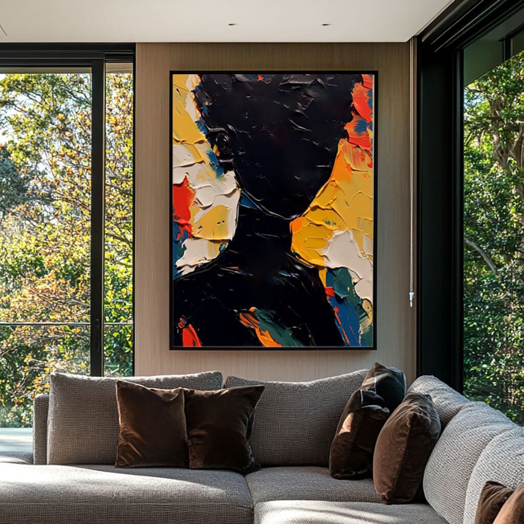 Black Art Portrait | Textured Silhouette Wall Painting ZZ 227 - Texarart