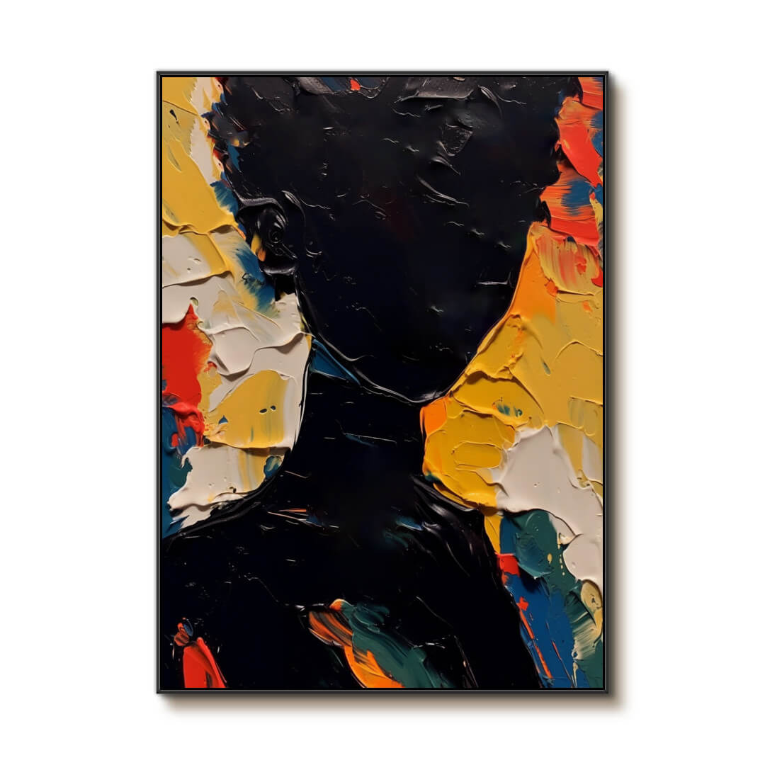 Black Art Portrait | Textured Silhouette Wall Painting ZZ 227 - Texarart