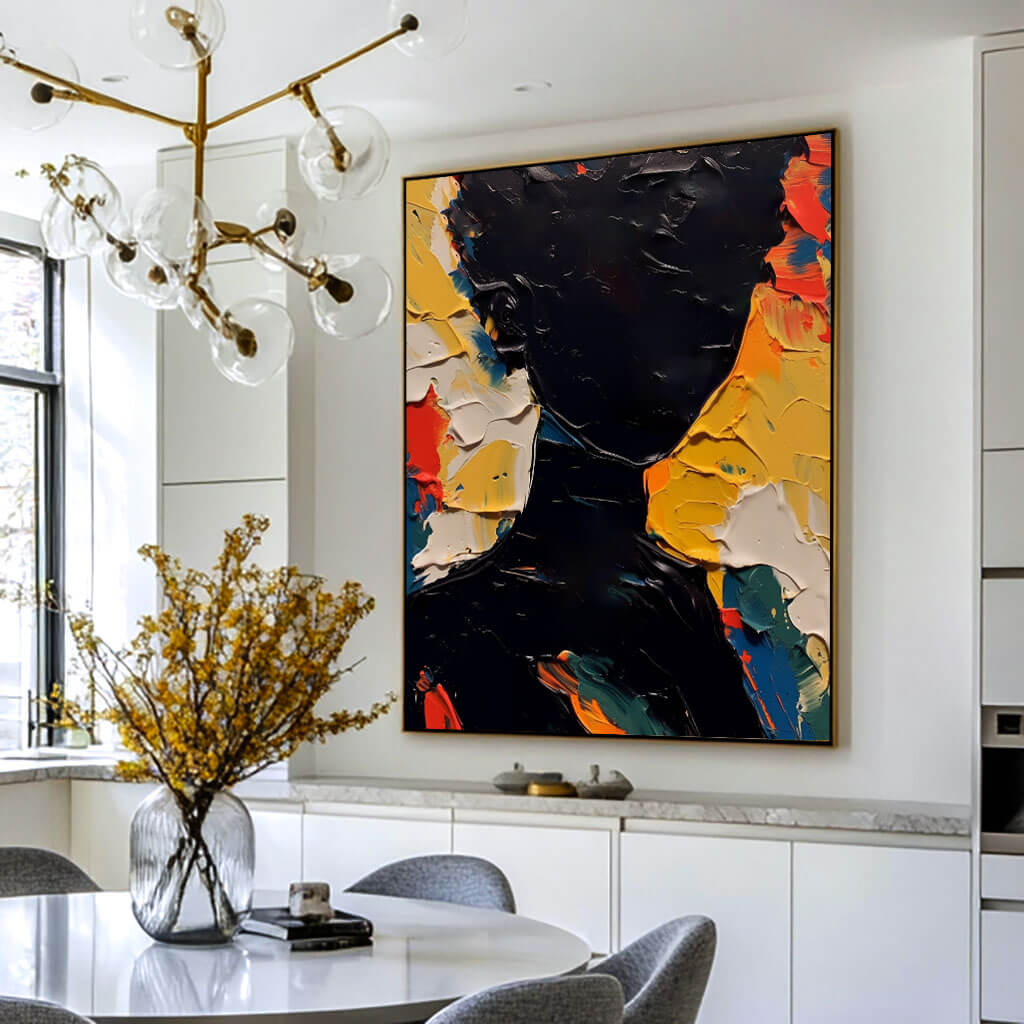 Black Art Portrait | Textured Silhouette Wall Painting ZZ 227 - Texarart